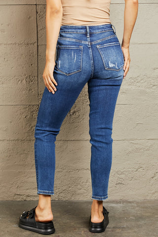 BAYEAS Mid Rise Distressed Slim Jeans Trendsi