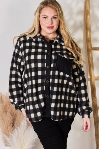 Hailey & Co Full Size Plaid Button Up Jacket Trendsi