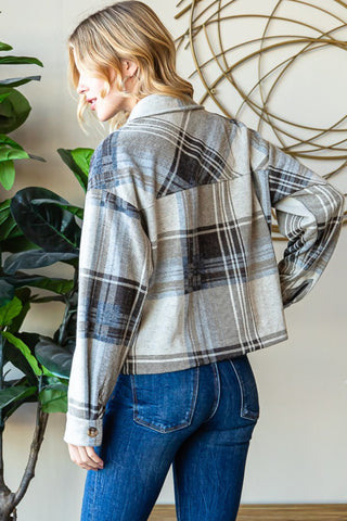 Reborn J Plaid Button Up Long Sleeve Shacket Trendsi