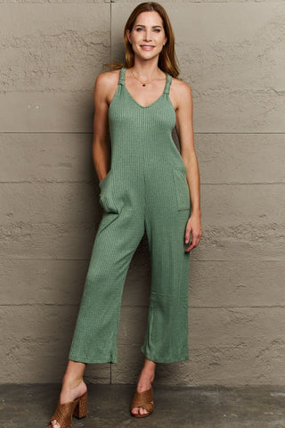 HEYSON Don't Get It Twisted Full Size Rib Knit Jumpsuit Trendsi