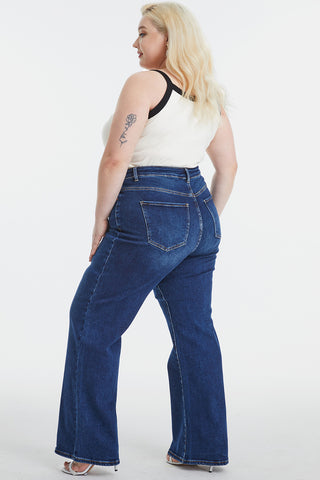 BAYEAS Full Size High Waist Cat's Whisker Wide Leg Jeans Trendsi