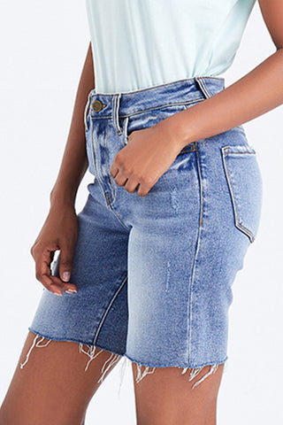 BAYEAS High Rise Denim Shorts Trendsi