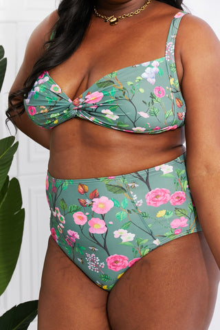 Marina West Swim Take A Dip Twist High-Rise Bikini in Sage Trendsi