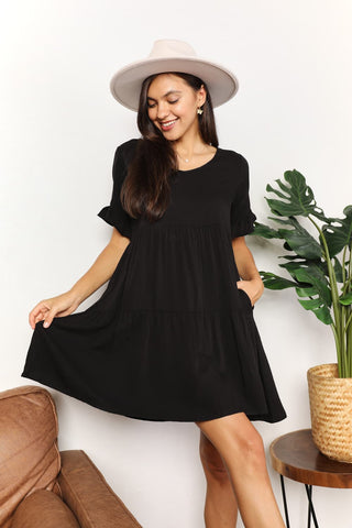 Mandy V-Neck Flounce Sleeve Tiered Dress Trendsi