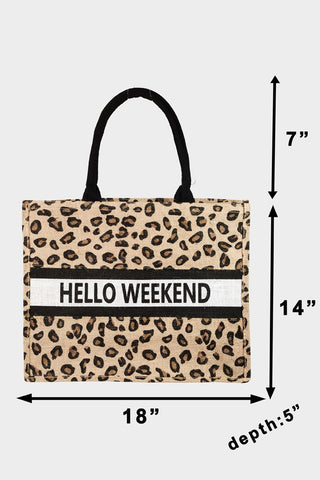 Fame Letter Graphic Leopard Tote Bag Trendsi