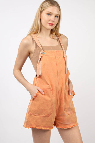 VERY J Washed Frayed Hem Denim Overall Trendsi