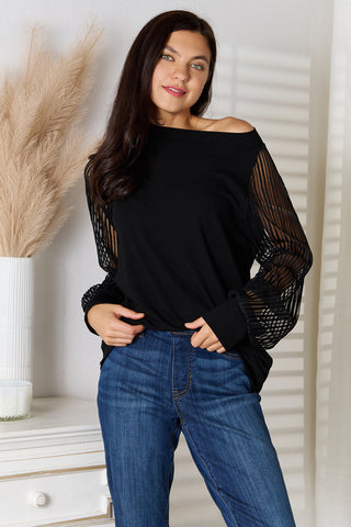 Double Take Round Neck Raglan Sleeve Blouse Trendsi