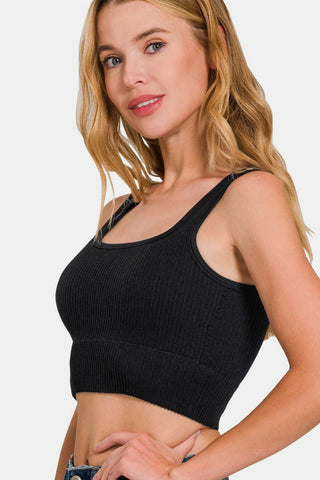 Zenana Ribbed Seamless Tank with Pads Trendsi