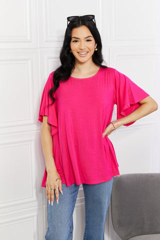 Yelete Full Size More Than Words Flutter Sleeve Top Trendsi