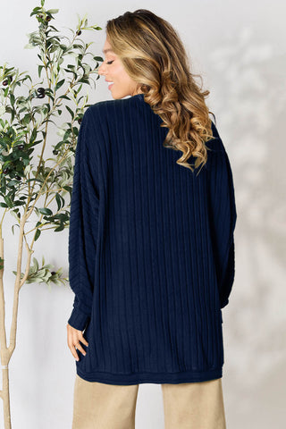 Basic Bae Full Size Ribbed Cocoon Cardigan Trendsi