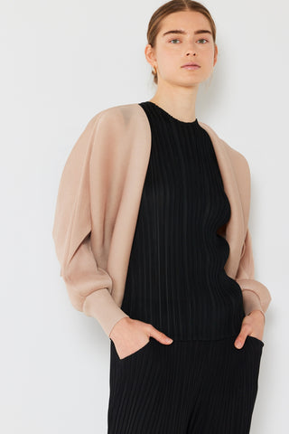 Marina West Swim Rib Pleated Puff Sleeve Bolero Cardigan Trendsi