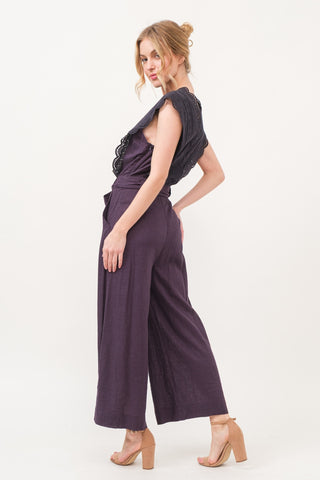 And The Why Laced Surplice Tie Waist Jumpsuit Trendsi