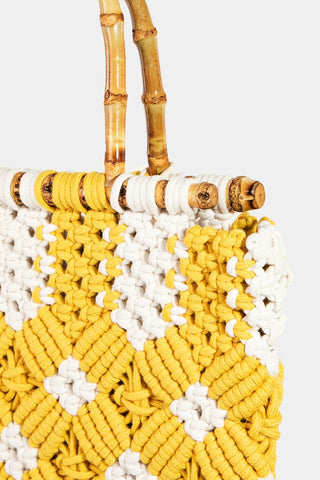 Fame Wooden Handle Braided Handbag Trendsi