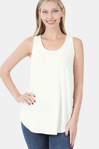 Zenana Round Neck Curved Hem Tank Trendsi