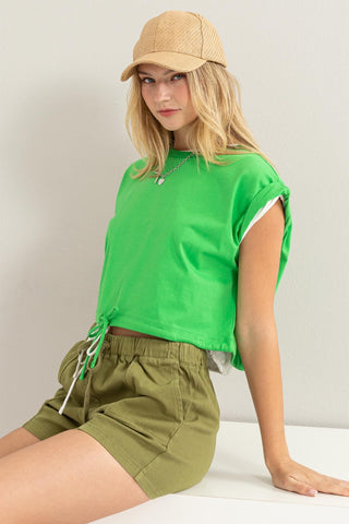 HYFVE Drawstring Hem Crop Top Trendsi