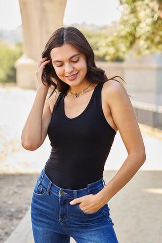 Zenana Racerback Tank Bodysuit Trendsi