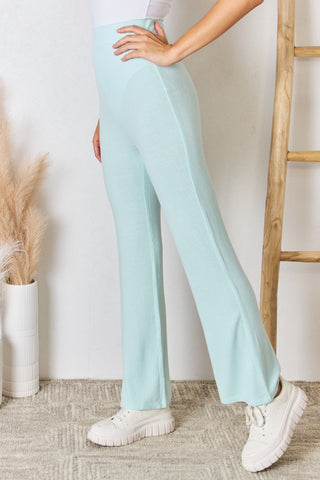 RISEN Full Size High Waist Ultra Soft Knit Flare Pants Trendsi