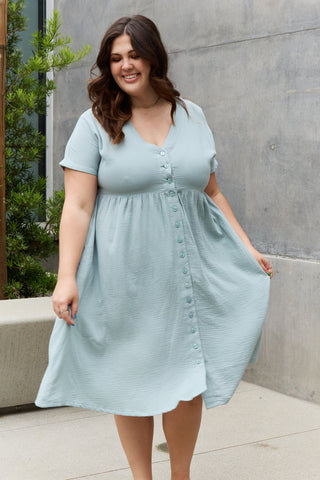 Sweet Lovely By Jen Full Size Button Down Midi Dress Trendsi