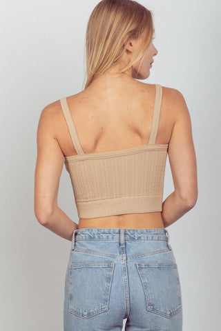 VERY J Cable Knit Seamless Cropped Cami Trendsi