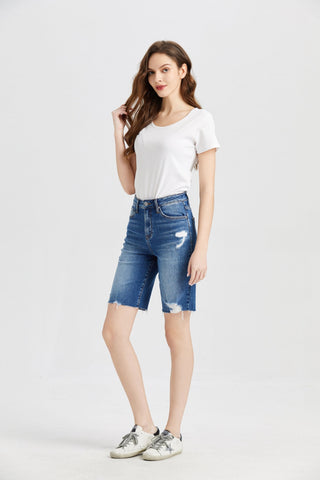 BAYEAS Full Size Super High Rise Denim Bermuda Shorts Trendsi