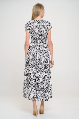 RENEE C Printed Smocked Waist Maxi Dress Trendsi