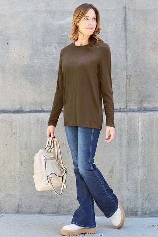 Basic Bae Full Size Round Neck Long Sleeve Top Trendsi