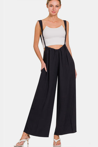 Zenana Tie Back Suspender Jumpsuit with Pockets Trendsi