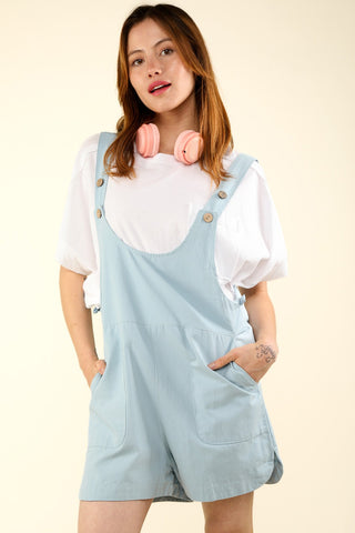 VERY J Adjustable Waist Suspender Overalls with Pockets Trendsi