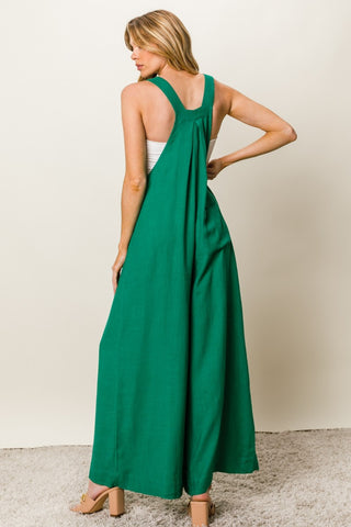 BiBi Texture Sleeveless Wide Leg Jumpsuit Trendsi