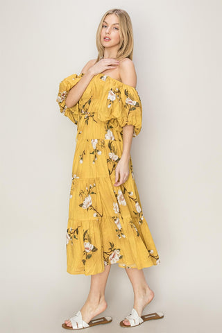 HYFVE Floral Puff Sleeve Tiered Dress Trendsi