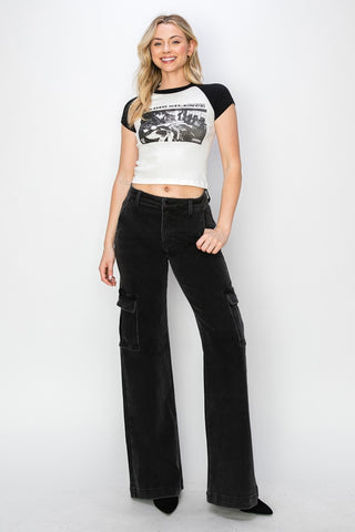 Risen Full Size High Rise Wide Leg Cargo Jeans Trendsi