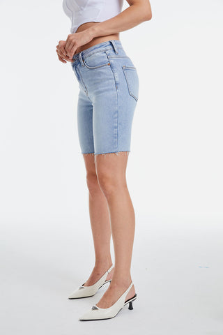 BAYEAS Mid Rise Stretch Denim Shorts Trendsi