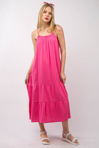 VERY J Ruffled A-Line Midi Cami Dress Trendsi