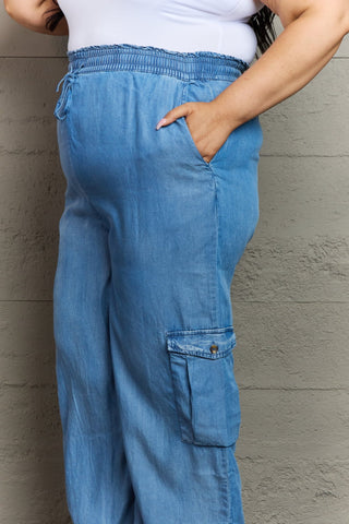 GeeGee Out Of Site Full Size Denim Cargo Pants Trendsi