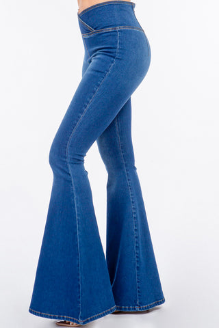 American Bazi High Waist Pull On Flare Jeans Trendsi