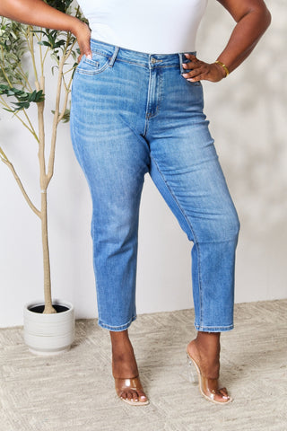 BAYEAS Full Size High Waist Straight Jeans Trendsi