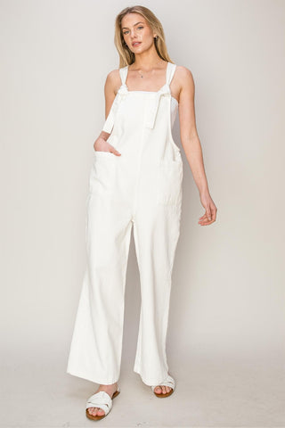 HYFVE Washed Twill Knotted Strap Overalls Trendsi