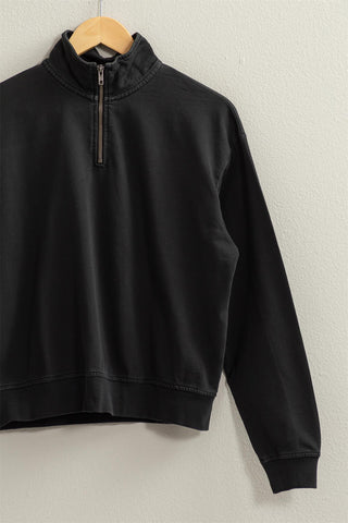 HYFVE Half Zip Drop Shoulder Sweatshirt Trendsi