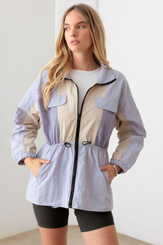 Le Lis Color Block Collared Wind Breaker Jacket Trendsi