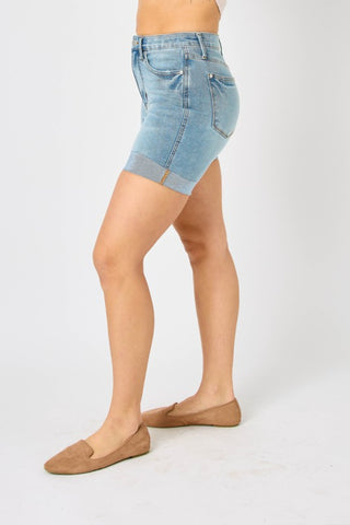 Judy Blue Full Size Tummy Control Denim Shorts Trendsi