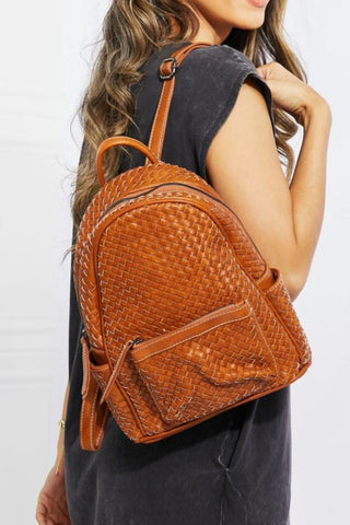 SHOMICO Certainly Chic Faux Leather Woven Backpack Trendsi