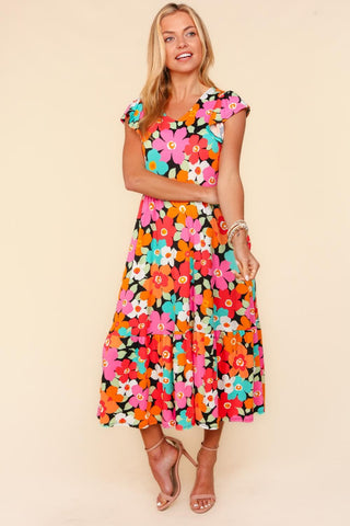 Haptics Floral Midi Dress with Side Pockets Trendsi