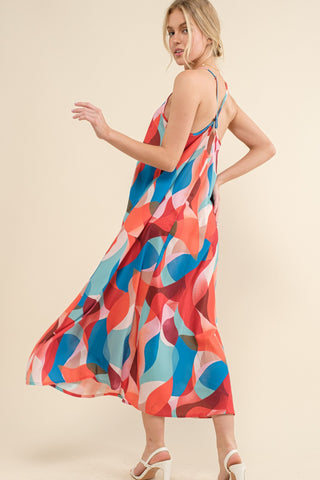 And the Why Printed Crisscross Back Cami Dress Trendsi