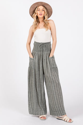 SAGE + FIG Cotton Gauze Wash Stripe Pants Trendsi