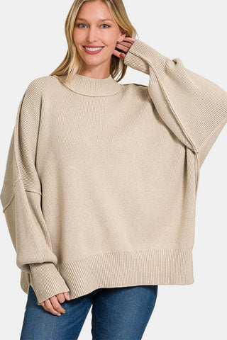 Zenana Side Sit Oversize Sweater Trendsi