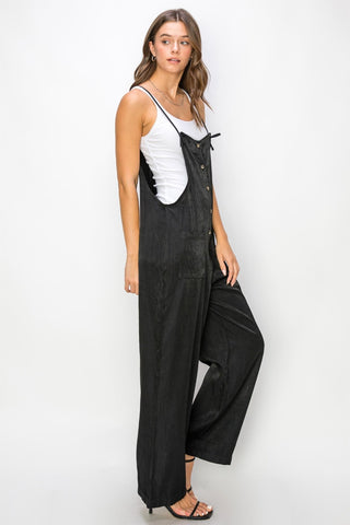 HYFVE Half Button Sleeveless Straight Jumpsuit Trendsi