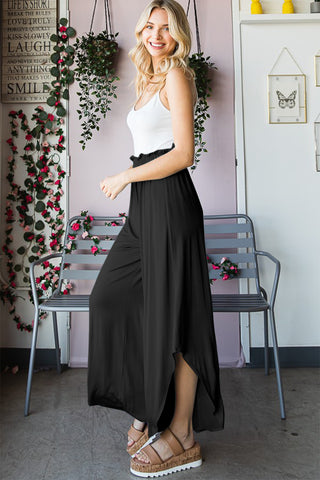 Heimish Full Size Frill Slit High Waist Wide Leg Pants Trendsi