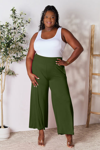 Double Take Full Size Smocked Wide Waistband Wide Leg Pants Trendsi