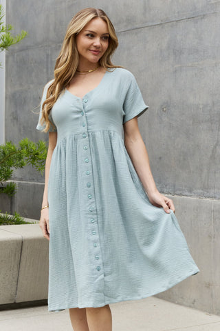 Sweet Lovely By Jen Full Size Button Down Midi Dress Trendsi