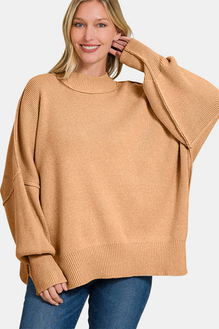 Zenana Side Sit Oversize Sweater Trendsi